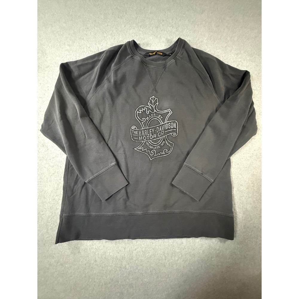 Harley-Davidson Mens 2XL Gray Graphic Sweatshirt Milwaukee Wisconsin Pullover